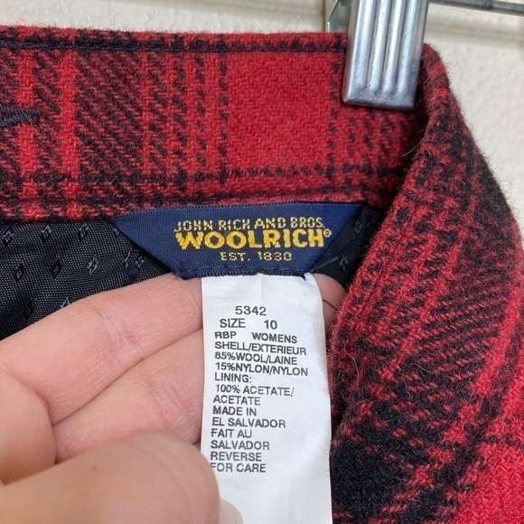 Vintage Woolrich Skirt Checkered Red Black Fringe - Picture 5 of 6